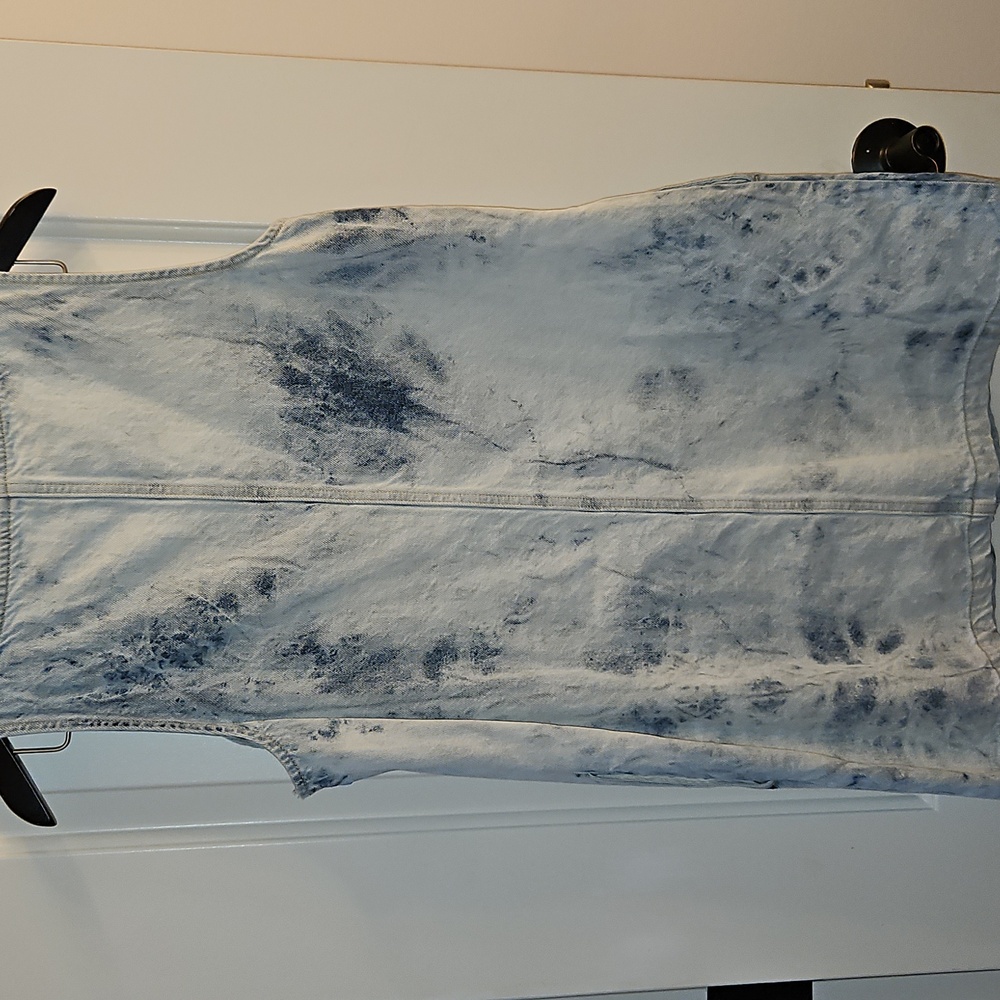 GAP Acid Wash Denim Mini Dress, Petite Medium, Tie Dye Sleeveless Casual 90s - Picture 5 of 10